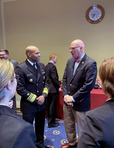 John W. Robitscher, NACDD CEO, shares his views with U.S. Surgeon General VADM Dr. Jerome Adams on the importance of investing in state programs to help improve physical activity within communities.