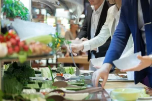 A worksite cafeteria salad bar