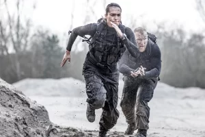 Drill instructor and female soldier in training