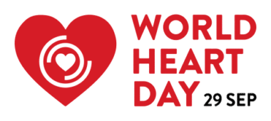 World Heart Day Logo 29 Sept 2022 with a red heart and smaller white heart in the center
