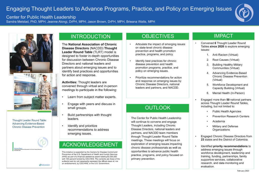 Showcase 2023 poster Engaging Thought Leaders to Advance Programs, Practice, and Policy on Emerging Issues