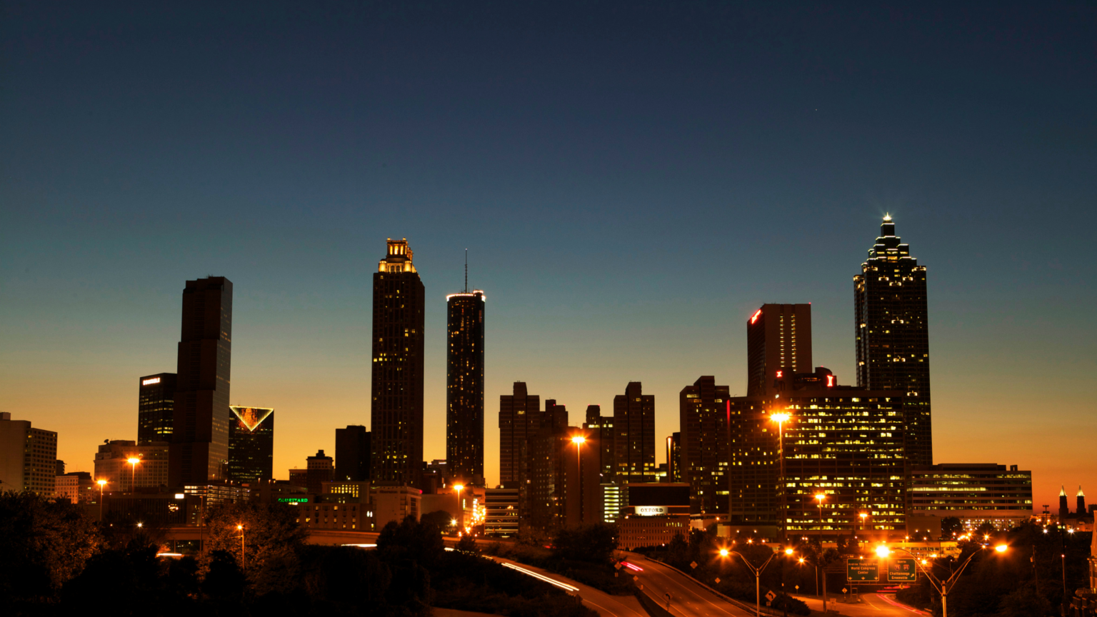 Atlanta skyline at dusk